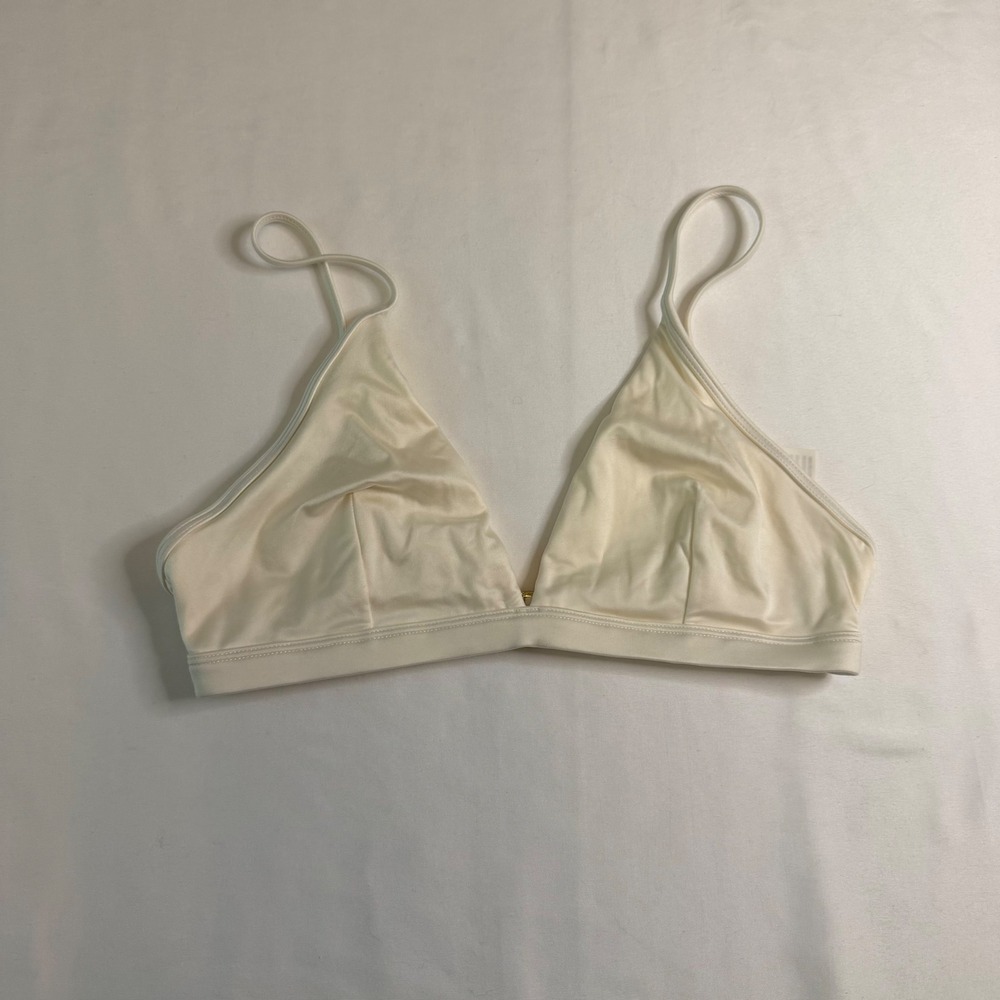 Abercrombie & Fitch Cream Ivory Triangle Bralette S Gold Hook Closure Stretch